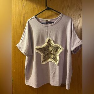Purple Shirt with Leopard Star Design. Size 2XL